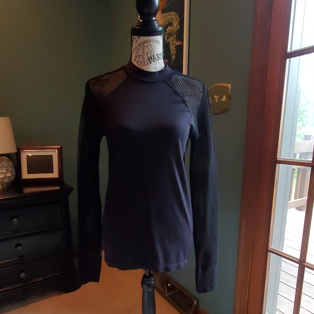 Fabletics mesh sleeved workout top.